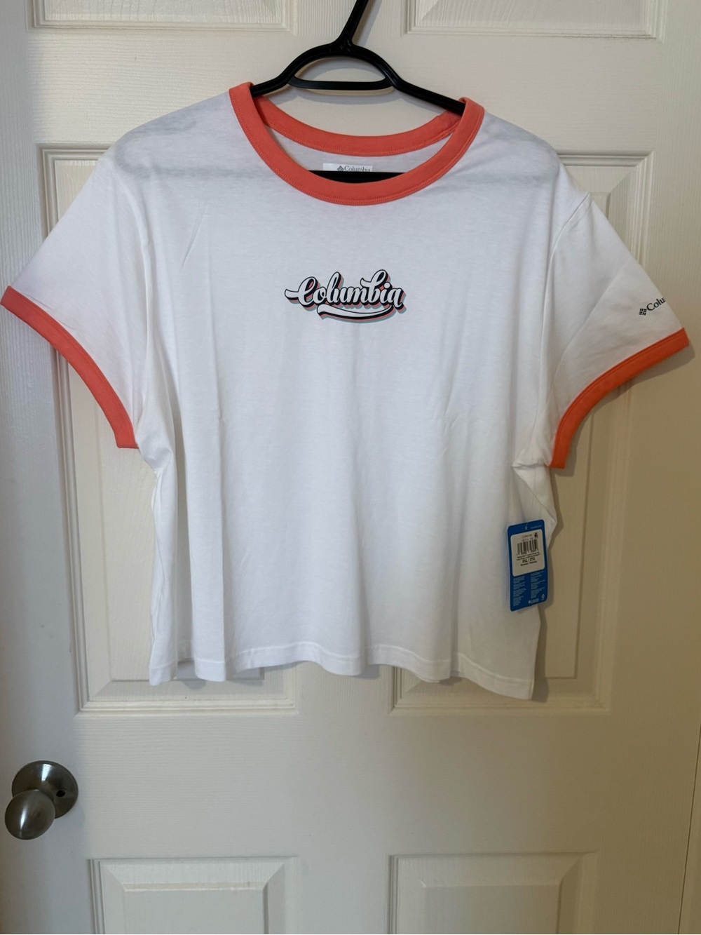 Columbia White Tee with Coral Trim PLUS SIZE XXL